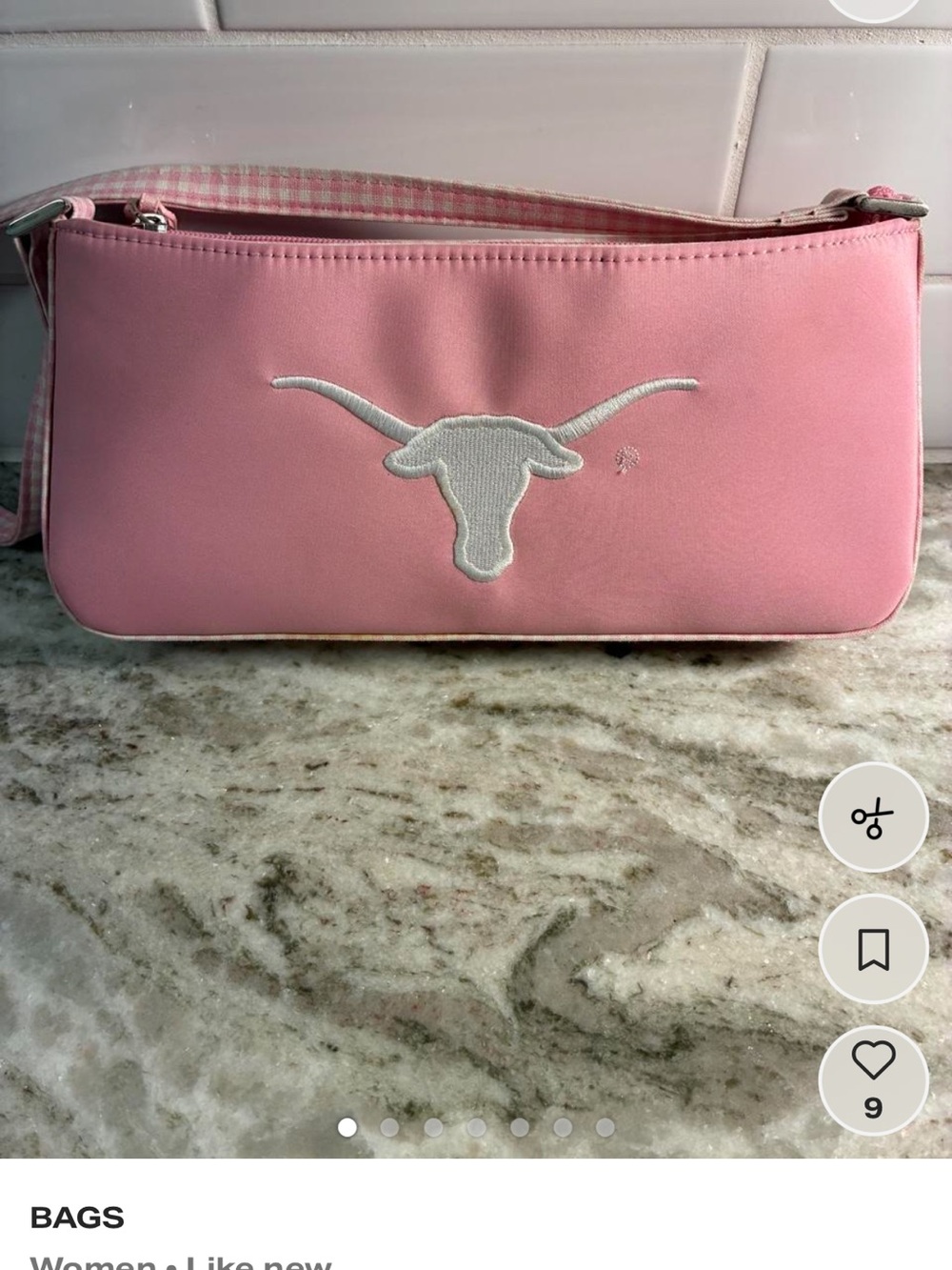 Pink Longhorn Embroidered Shoulder Bag